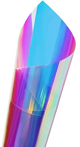 Holographic Chameleon Iridescent Window Film Adhesive Decorative Glass Sticker for Craft DIY Christmas Party Decoration, Cool Color, 17.7Inch x 10Feet