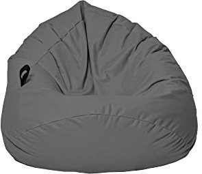 MILLINDABAG Kastanie Tropfenform Sitzsack für Kinder Jugendliche und Erwachsene Beanbag Kissen Indoor & Outdoor Gaminggeignet bereits gefüllt Sitzkissen Bodenkissen (Anthrazit, XXL-Durchmesser 88 cm)