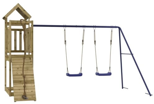 vidaXL Parque Infantil de Exterior Madera de Pino impregnada, Juego de Columpios de jardín, casa de Juegos con Columpio, Parque Infantil de Madera
