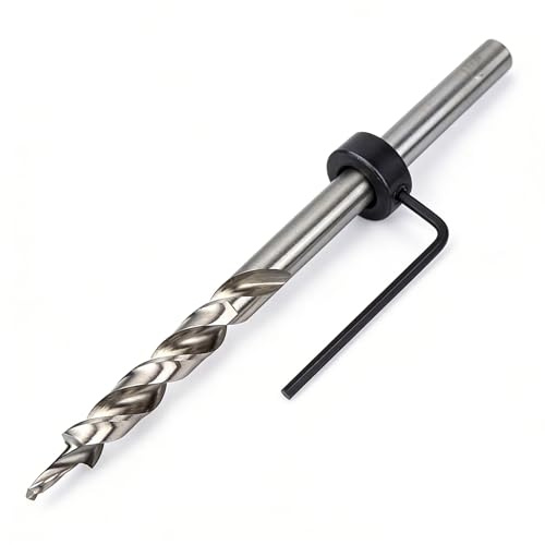 Uadme Pocket Hole Bohrer, 9mm Rundschaft Holzbohrer für Kantenbohrschablone Schrägbohrung, Taschenlochbohrer mit Anschlagring & Schraubenschlüssel, Tischler Bohrzubehör