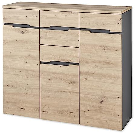 MEMPHIS Highboard in Artisan Eiche Optik, Graphit - Moderne Kommode mit viel Stauraum - 120 x 107 x 38 cm (B/H/T)