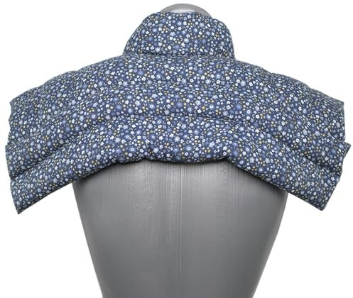 Saco térmico de semillas (algodón orgánico Florecitas) - Cojín nuca y hombros con cuello - Almohada cervical - Pepitas de uva -