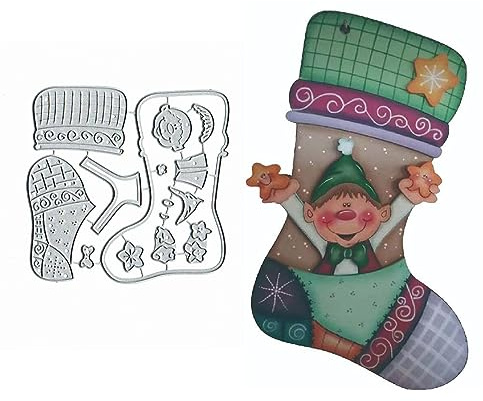 Metall-Stanzformen mit Hirsch-Schneeflocken-Elfenstrümpfen, Motiv: Frohe Weihnachten, Elfenstrümpfe, Stanzschablonen für DIY, Prägung, Foto, dekorative Papierschablonen, Scrapbooking,