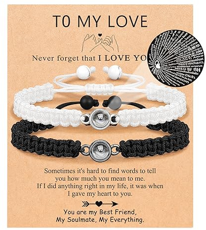 UNGENT THEM Matching Couples Bracelets Long Distance Relationship I Love You Christmas Sweetest Valentines' Day Gifts for Him Her Boyfriend Girlfriend Women Men BF GF