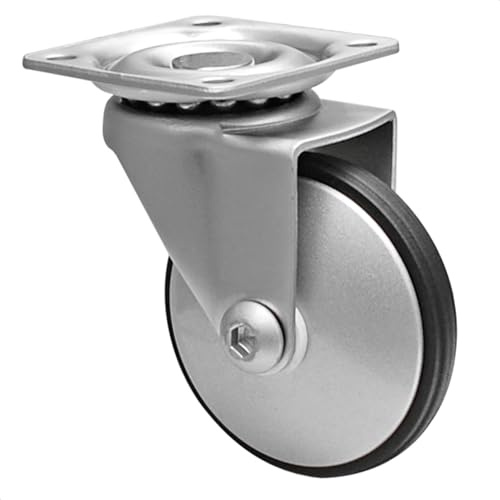 WAGNER Luxus Möbelrolle ALU DESIGN - Softlauffläche, Durchmesser Ø 50 mm, Bauhöhe 65 mm, Anschraubplatte 42 x 42 mm, Tragkraft 50 kg - 03135301