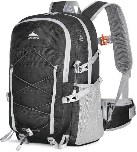 IGOLUMON Wanderrucksack Herren Damen 40L Wasserdichter Rucksack Leicht Groß Faltbarer Reiserucksack Trekkingrucksack Für Klettern Radfahren Bergsteigen Reisen