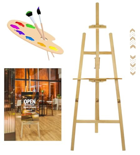 HSHa Caballete ajustable en altura 83-134 cm de madera de haya con marco en A, trípode para pintar, boda, fácil de montar, caballete portátil para artistas, adultos, principiantes