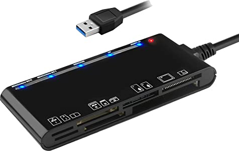 CENMEN Lector 7 en 1 Lector USB 3.0 multifunción Card Teader Lector de tarjetas/XD/MS/SD/TF para Vista/XP/7/8/10/, Linux, Os