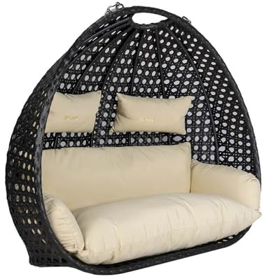 Sedia sospesa HOME DELUXE in polyrattan TWIN DELUXE - solo cestino e cuscino | Cesto sospeso, poltrona sospesa, mobili da giardino, altalena da giardino, mobili in rattan