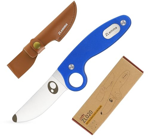 ZLemma Barnkniv scoutkniv för pojke med pedagogisk ring och mantel och rundad spets – Whittling kniv blå G10 handtag för pojkar/flickor första skärningen