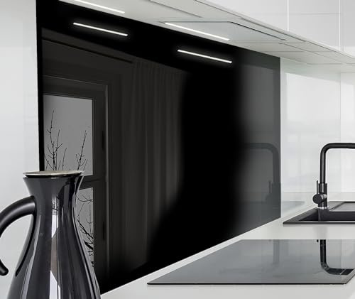 timalo Herd Spritzschutz Wand Platte Spüle, Küche Küchenrückwand Glasoptik | Acryl Glas 2mm | Glasrückwand Acrylglas Rückwandschutz Uni unifarben einfarbig | 80x50cm Pure Black, Schwarz