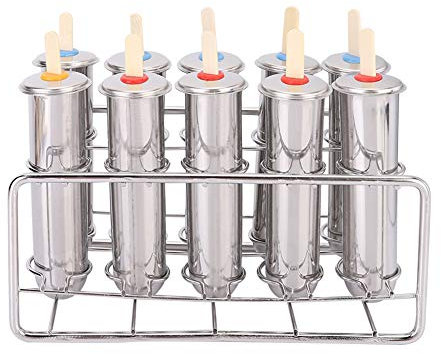 Uadme Molde de helado de acero inoxidable para paletas de helado, molde de helado para bricolaje, acero inoxidable 304, 6 moldes, reutilizable, fácil de limpiar, 7.5 pulgadas, plateado