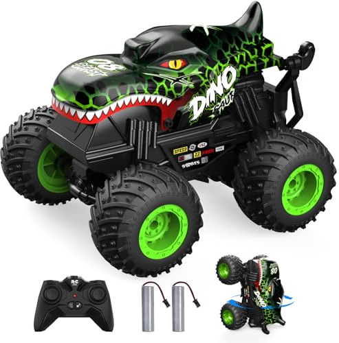 ACAMMZAR Macchina Telecomandata per Bambini, Dinosauro 2.4GHz 20+Km/h Monster Truck Telecomandato, Camion Auto con Musica 360°Rotazione, Macchina Radiocomandata per Ragazzi, Ragazze, Adulti Regali