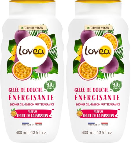 LOVEA - Gelée de Douche - Extrait de Fruit de la Passion - Mousse Fine & Onctueuse - 96% d'Origine Naturelle - PH Neutre - Sans Sulfate - Fabriqué en France - 400 ml
