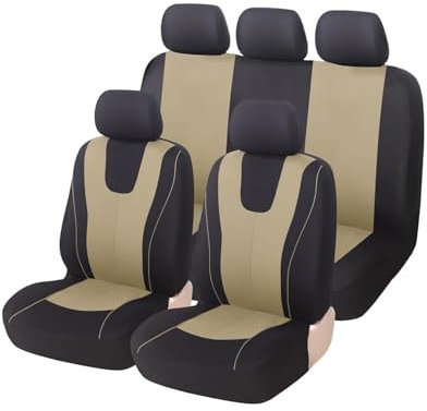 MaKeMoney Auto Sitzbezüge FüR VW Golf 7 Golf VII 2012-2024, Atmungsaktiv Sitzbezüge Sitzschoner Auto Innenraum Zubehör,B/Black Beige