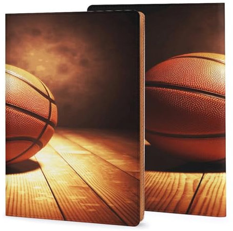 Leder-Notizbuchhülle, strapazierfähige Buchumschläge, Basketball-Hintergrund, bedruckt, wasserdicht, schützt Notizbücher, Bücher und ist für Büro und Schule geeignet