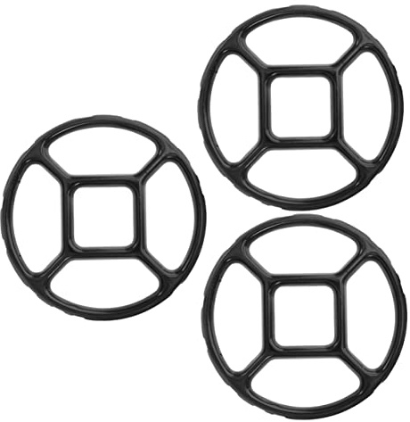 Anillo de Rejilla para Wok Negro Esmaltado, 3 Piezas, Soporte | Diseño Plano Compacto, Apoyo para Ollas y Platos, Fácil Almacenamiento, Equilibrio para Recipientes Pequeños