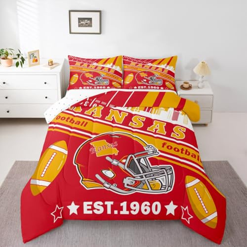 Feelyou Football Bedding Set Full Size Boys Girls Rugby Sports Comforter Set Women Men Football City Duvet Quilt Bedroom Decor