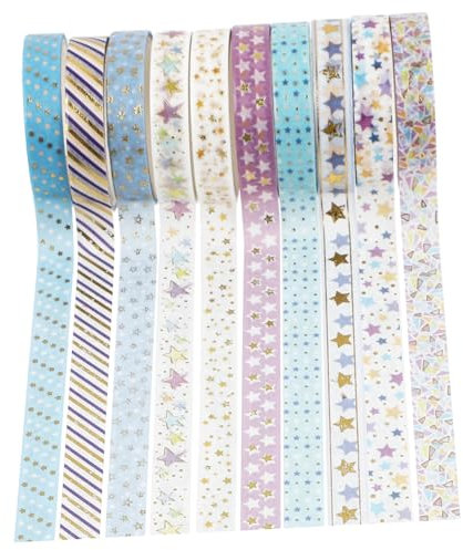 VILLCASE 10rollen Dünnes Goldfolienband Für Tagebücher Heißprägeband Dekorative Materialien Bänder Für Diy-bastelarbeiten Washi-tape
