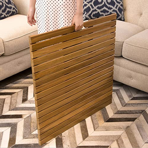 Caillebotis de bagnoire Bambou, Grand tapis de douche en teck, panneau de drainage de 3,2 cm de hauteur pour cabine de douche intérieure, tapis de bain en bois, pieds surélevés, forme de losange à se