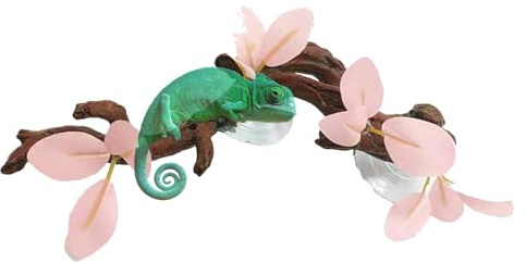 Reptile tree, snake tank, suction tree branch with leaves, snake terrarium, lizard accessories for Amphibian Gargoyle Geckos frogs