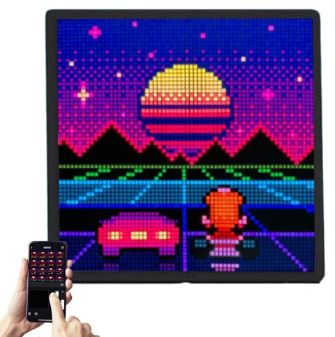 LED Pixel Art Digital Photo Frame, 64x64 RGB Programmable Led Display Panel, Smart Portable Bluetooth Connect＆App Control LED Pixel Sign for Smart Alarm Clock, Speaker, Gaming Room Decorative