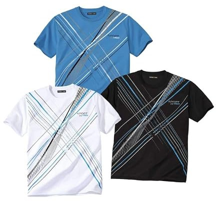 ATLAS FOR MEN - 3er-Pack Kurzarm-T-Shirts - Herren - Bequem Perfekt für Sport und Sommer - Erhältlich in großen Größen von M bis 5XL
