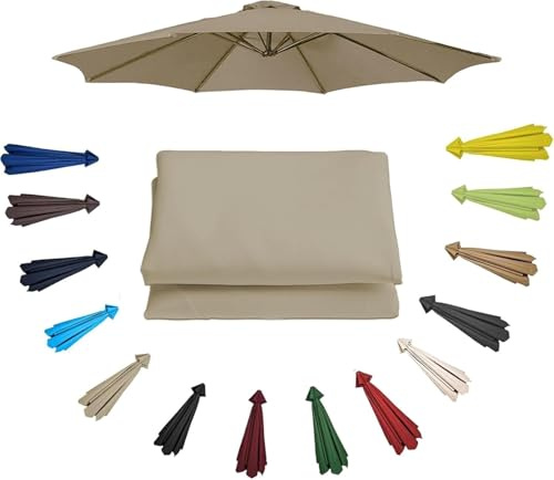 uyeoco Toile de Rechange pour Parasol Déporté de 200/230/250/270/300/350cm 6/8 Baleines Auvent De Rechange Extérieur Auvent de Remplacement pour Jardin Pelouses Plage Piscine Terrassepour