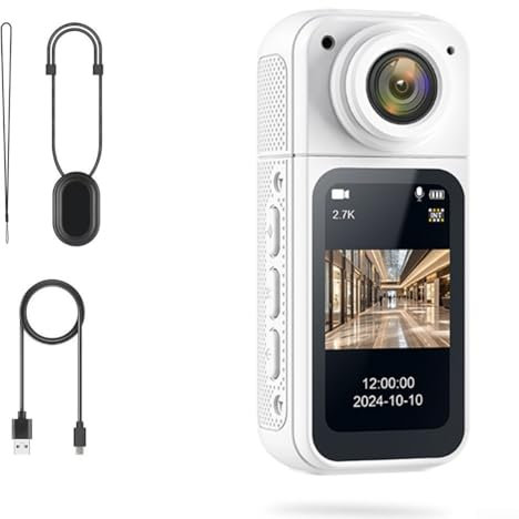 Action Camera 4K Pollice, Mini WiFi Action Camera con LCD da 1,47 pollici, supporto, per Vlog, Viaggi, Outdoor (Bianco)