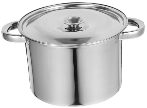 GLEAVI Marmite à Soupe Acier Inoxydable Poignées Doubles Compatible Induction Couvercle Inclus pour Soupes et Bouillons