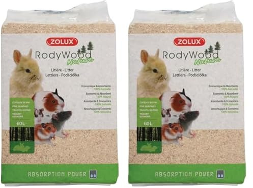 Zolux Rodywood Nature Litière pour rongeurs, 60 L (Lot de 2)