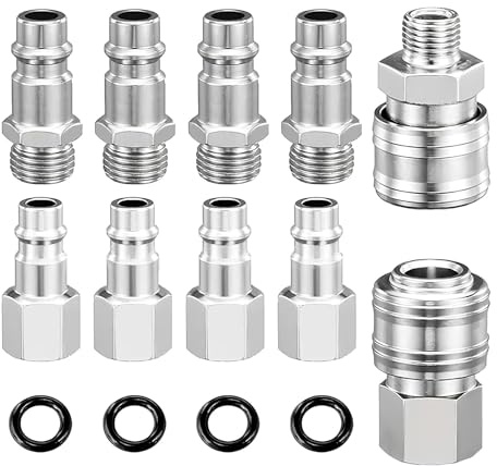 10 Piezas Acoplador Aire 1/4 BSP Conectores de Manguera Enchufes Rapidos