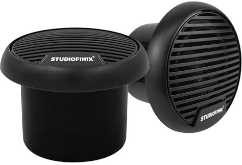 STUDIOFINIX 3 Inch Waterproof System Weather Proof Coaxial Boat Speakers Marine Stereo Outdoor Loudspeaker System Set for Car Van Truck Tractor Caravan Motorhome (Black)