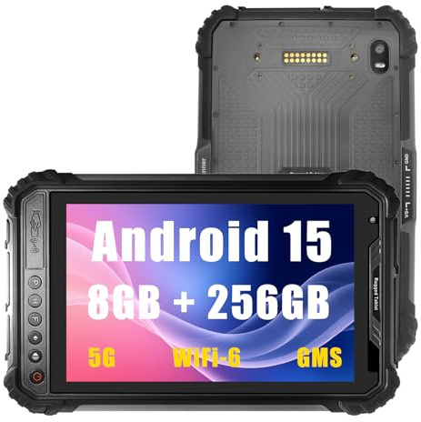 Breloom ST9-A8 Tablette robuste avec scanner de codes-barres 2D, tablette industrielle Android 15 8 pouces Octa-Core, 8 Go + 256 Go, scanner d'inventaire QR 1D/2D, 5G/WiFi-6/BT 5.2/NFC/GPS (avec 2D)