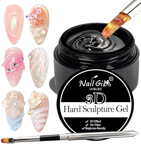 NAILGIL 3D Gel Nail Art - 15g Skulptur Nail Gel für 3D Gel Nagelkunst Charm, lineares Shell Ripple Design Nagelstudio DIY