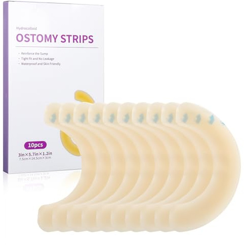 Ostomy Barrier Strips Pack of 10 Ostomy Barrier Tape Waterproof Elastic Barrier Strips Ostomy Supplies for Stoma Bag Accessories