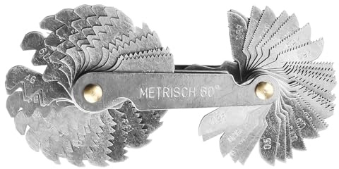 FUBESK Juego de herramientas de medición de paso de rosca, 58 piezas métricas 60, imperial 55 y EE. UU. 60 medidor de rosca para tornillos
