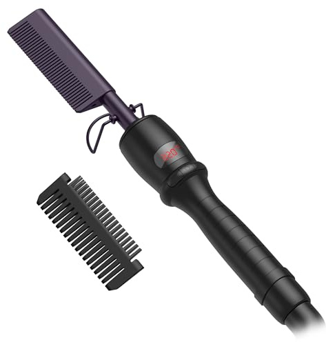 Heizkamm, Afro-Haarheizkamm, Glättkamm, Keramik-Glättbürste, Glättbürste für Haar, tragbar, für Reisen, mit Verbrühungsschutz