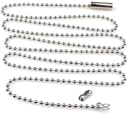 Honoflux Stainless Steel Light Pull Handle with 1m Adjustable Cord, Light Pull Cord Bead Chain Extension for Bathroom Shower Ceiling Fans Blinds Toilet Bedroom Illuminated Switches, Silver
