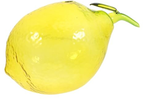 FESTFENDS Lemon Shaped Glass Vase Miniature Decorative Fruit Vase Small Glass Art Ornament for Home Décor Table Centerpiece