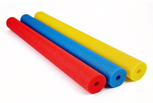 AVVKED 3 Pack Colorful Pool Noodles (Blue/Red/Yellow) - 59 Inch Premium Foam Swimming Sticks Floatation Aids for Pool Parties Water Sports & Summer Fun