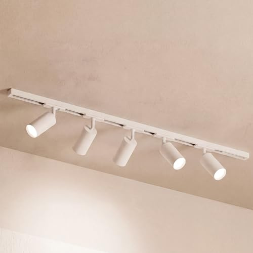 MATO LED Schienensystem Lampen Weiß Komplettset - Gerade 1m Schiene + 5x GU10 Spots - Lichtschienensystem Decke, Stromschiene 1 Phase 230V Lichtschiene, Lampenschienen System, Stromschienensystem