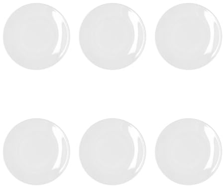 Bidasoa Set de 6 platos llanos Glacial Coupe de porcelana 25 cm | Blanco, Porcelana, formato redondo, acabado brillo, 25 cm, 6 piezas, apilable, apto para microondas, apto para frigorífico