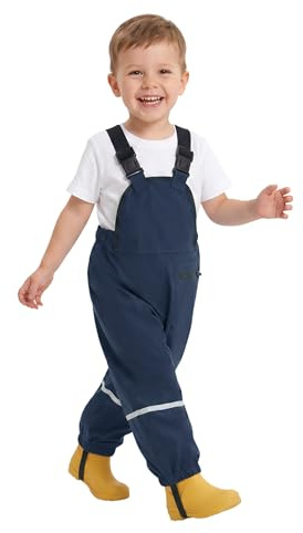 Volunboy Pantaloni Impermeabile Bambini 1-5 Anni, Leggeri, Regolabile, Pantaloni Fango, Salopette Antipioggia