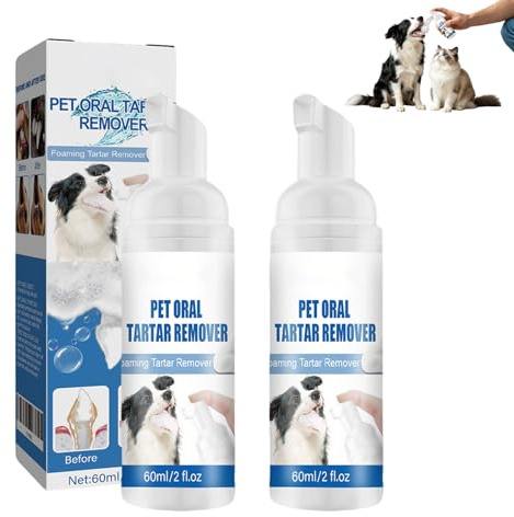 Removedor de sarro dental para mascotas, 60 ml, spray oral para limpieza de dientes de perros, spray para cuidado de espuma dental, ayuda a mantener las encías saludables, reduce el sarro para gatos y