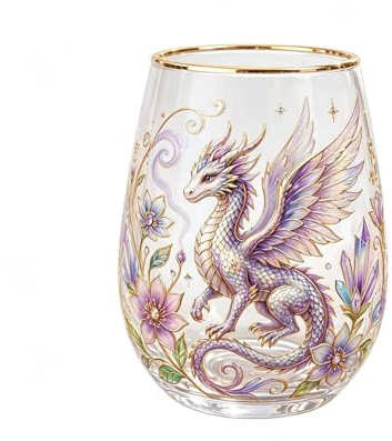 Limited Edition 2026 Faerie Dragon Glass Tea Cup, Mystical Dragons & Floral Design, Unique Fantasy Gift for Lovers of Magic, Fairies & Dragons (Faerie Dragon)