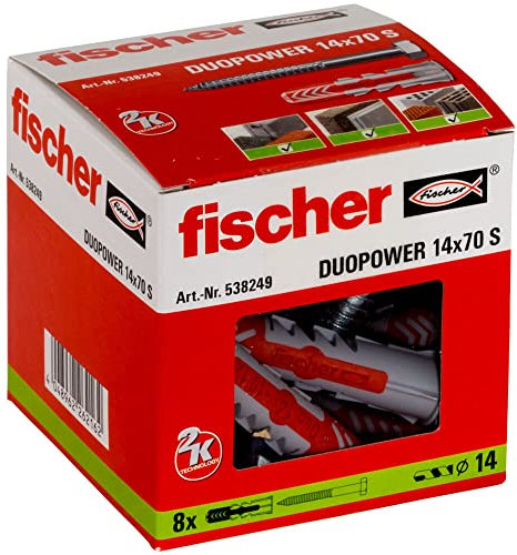 fischer 538249 DUOPOWER 14x70 S, grau/rot Mit Schraube