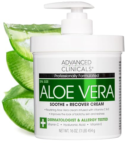 Advanced Clinicals Aloe Vera Lotion Skin Care Relief Cream | Vitamin E Infused Hyaluronic Acid Moisturizer & Vitamin C Body Lotion For Women & Men Helps Improve Look Of Extremely Dry Skin, 16 Ounce