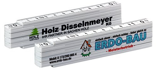 1 Stück Zollstock beidseitig bedruckt Gliedermaßstab Meterstab Plastik 1m mit Druck Fotodruck 4-farbig