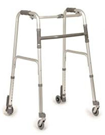 Andador de 4 ruedas plegable para personas mayores, altura ajustable, 2 ruedas giratorias y dos autobloqueantes